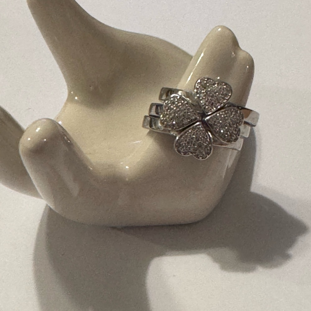 Silver Clover Ring Set. Separate to wear alone or together.
